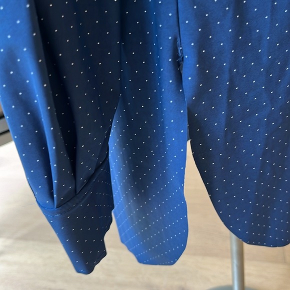 NWT Lysse Schiffer pindot tunic length button front blue shirt - Picture 4 of 11